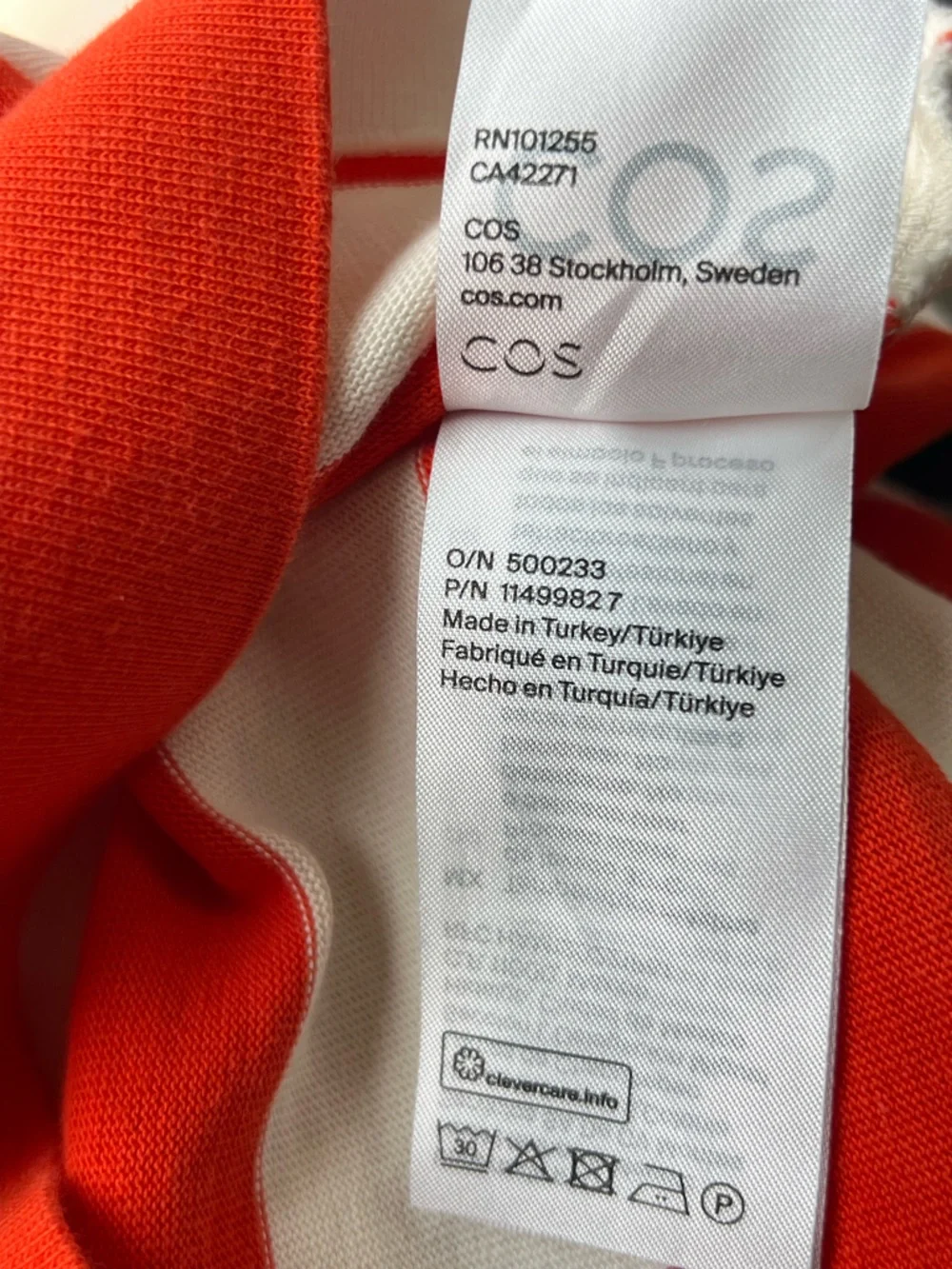 COS High Line Striped Cropped Tee Size M - Picture 9 of 10